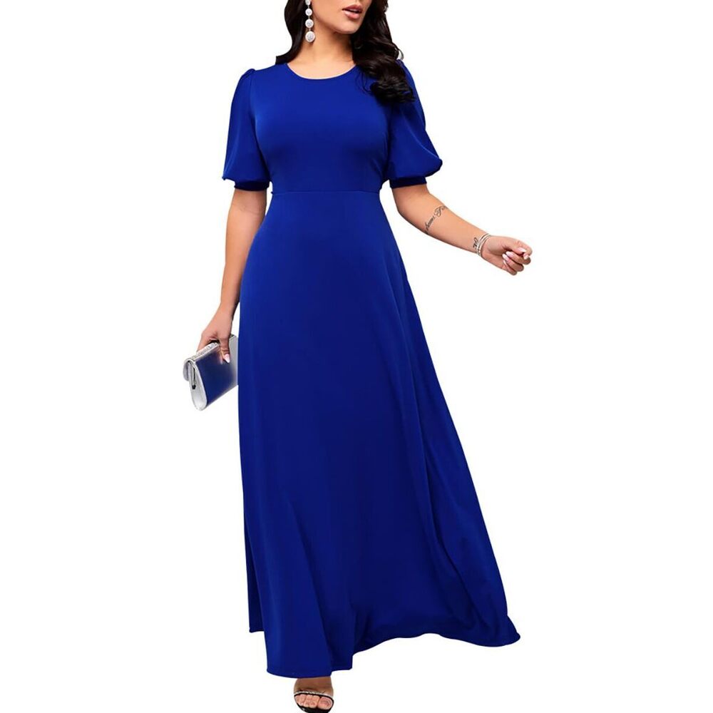 2445 African Dresses Maxi Dress Long Casual Round Neck Elegant Dresses 2025